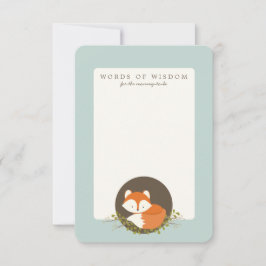 Tarjeta De Consejos Sweet Woodland Fox Baby Shower Advice Insert Card