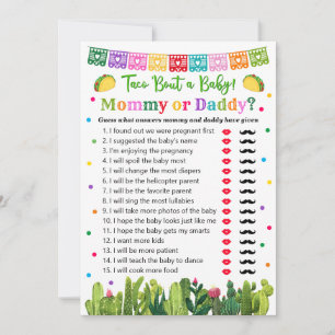 Tarjeta De Consejos Taco Baby Shower Mommy o Daddy