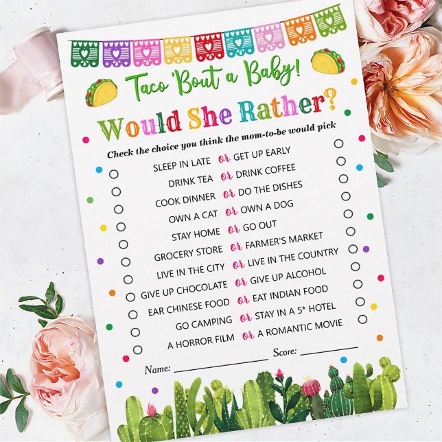 Tarjeta De Consejos Taco Baby Shower Prefiere Jugar, Taco Bout (Subido por el creador)