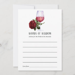 Tarjeta De Consejos Tasting de vino floral rojo borgoña para despedida