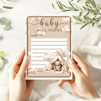 Tarjeta De Consejos Teddy Bear Baby Shower Well Wishes Advice Card