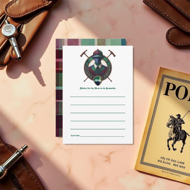 Tarjeta De Consejos Tema ecuestre Preppy Polo Baby Shower (Equestrian Theme Preppy Polo Baby Shower Advice Card)