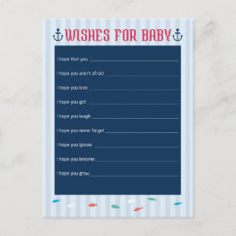 Tarjeta De Consejos Tema náutico - Deseos para el juego de Baby Shower