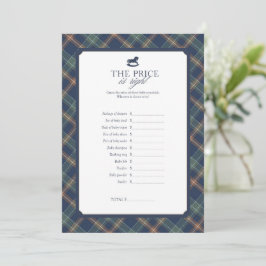 Tarjeta De Consejos The Price Is Right Baby Shower Game Navy Plaid