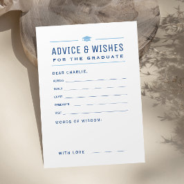 Tarjeta De Consejos Tipografía moderna azul Consejos y deseos para gra