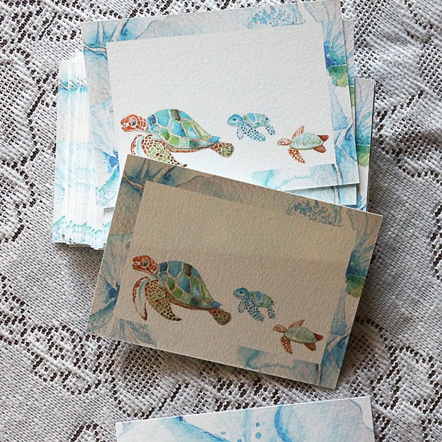 Tarjeta De Consejos Tortugas tropicales Recepción Nombre Cartas de la  (Versatile Note Cards, Place Name Setting, Sea Turtle Wedding Theme)