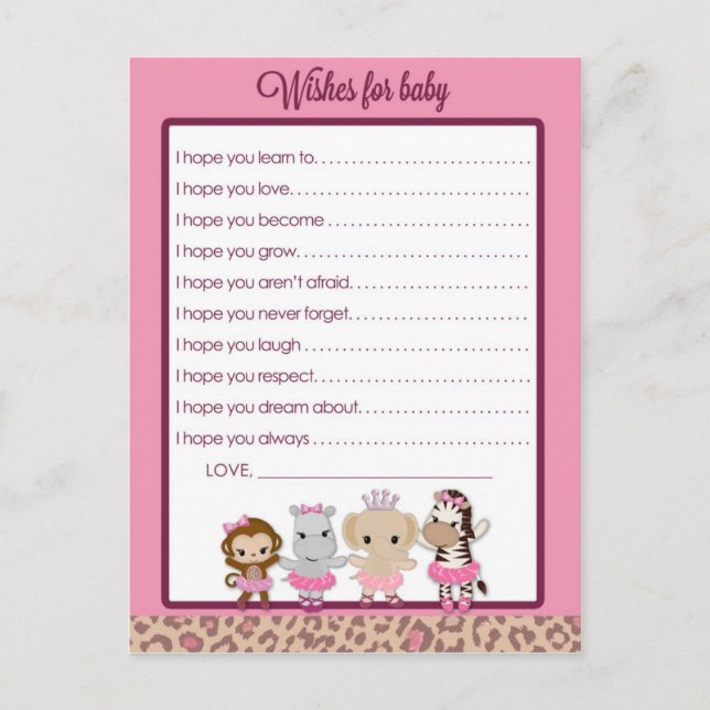 Tarjeta De Consejos Tu cute Ballerina Baby Shower quiere bebé (Anverso)