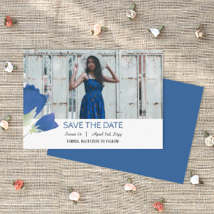 Tarjeta De Consejos Tulipanes Azules, Cumpleaños Save the Date