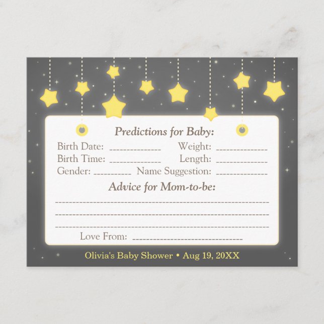 Tarjeta De Consejos Twinkle Little Star Baby Predication Advance Name  (Anverso)