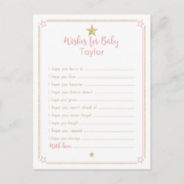 Tarjeta De Consejos Twinkle Little Star Baby Shower Wiers, Oro rosado