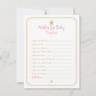 Tarjeta De Consejos Twinkle Little Star Baby Shower Wiers, Oro rosado