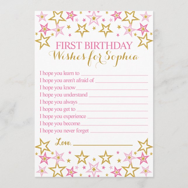 Tarjeta De Consejos Twinkle Twinkle Little Star Birthday Wish Card (Anverso)