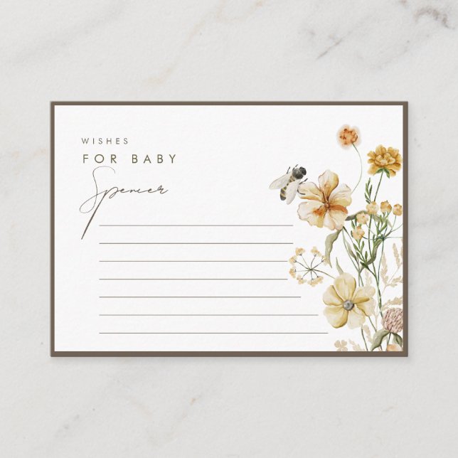 Tarjeta De Consejos Un pequeño deseo neutral de flores silvestres para (Anverso)