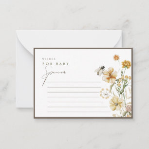Tarjeta De Consejos Un pequeño deseo neutral de flores silvestres para