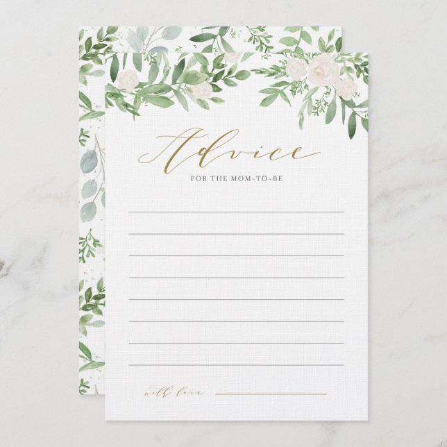 Tarjeta De Consejos Vegetación acuática y Baby Shower de flores blanca (Anverso / Reverso)