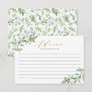 Tarjeta De Consejos Vegetación acuática y Baby Shower de flores blanca