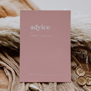 Tarjeta De Consejos Verano retro Boda Rosa Rubor