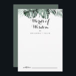 Tarjeta De Consejos Verdor tropical Palabras Bodas blancas de sabidurí<br><div class="desc">Esta carta de consejo de sabios color blanco boda de vegetación tropical es perfecta para un boda rústico. El diseño incluye ramos de hojas de palmera verdes con flores blancas adorables. Estas tarjetas son perfectas para un boda, una ducha de novia, una ducha de bebé, una fiesta de graduación y...</div>