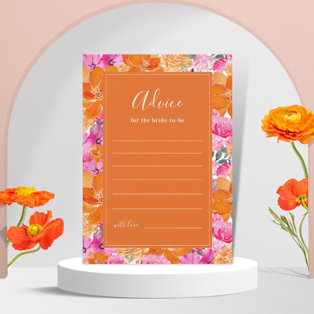 Tarjeta De Consejos Vibrante jardín de verano rosado y Naranja ducha d (Subido por el creador)