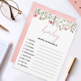 Tarjeta De Consejos Videojuegos de ducha de bebé de palabra de flor si