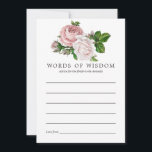 Tarjeta De Consejos Vintage Rubor y Burgundy Floral Bridal Advance<br><div class="desc">Rosas rosados y borgoñones de color rosa violáceo consejos para duchas de novias para futuras tarjetas de novias con acentos de marfil blanco.</div>