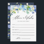 Tarjeta De Consejos Watercolor Azul Hidrangea Boda Bien Deseos<br><div class="desc">Tarjeta de consejos de acuarela azul Hydrangeas Boda | Escribir buenos deseos para la novia y el novio con esta tarjeta de boda floral de buenos deseos. Presenta hidrangeas de color azul y púrpura, peonías, anémonas y follaje. Esta tarjeta botánica de buenos deseos es perfecta para bodas de invierno y...</div>