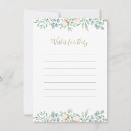 Tarjeta De Consejos Watercolor Greenery Floral Wishes Baby Shower