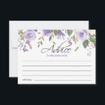 Tarjeta De Consejos Watercolor Violeta Púrpura Floral Ducha De Novias<br><div class="desc">Sencillamente elegante diseño de ramo rústico floral en acuarela (acuarela) vegetación verde, lavanda, violeta, lila, rosa rubor, melocotón, rosas florales blancas / peonía de fondo blanco y letras negras. Delicada ducha boda de novia , TARJETAS DE CONSEJO para ese tema de primavera o verano. Vea colecciones coincidentes para obtener más...</div>