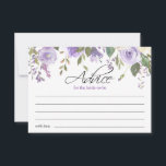 Tarjeta De Consejos Watercolor Violeta Púrpura Floral Ducha De Novias<br><div class="desc">Sencillamente elegante diseño de ramo rústico floral en acuarela (acuarela) vegetación verde, lavanda, violeta, lila, rosa rubor, melocotón, rosas florales blancas / peonía de fondo blanco y letras negras. Delicada ducha boda de novia , TARJETAS DE CONSEJO para ese tema de primavera o verano. Vea colecciones coincidentes para obtener más...</div>