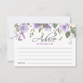 Tarjeta De Consejos Watercolor Violeta Púrpura Floral Ducha De Novias