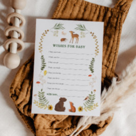 Tarjeta De Consejos Whimsical Woodland Baby Shower Wishes for Baby