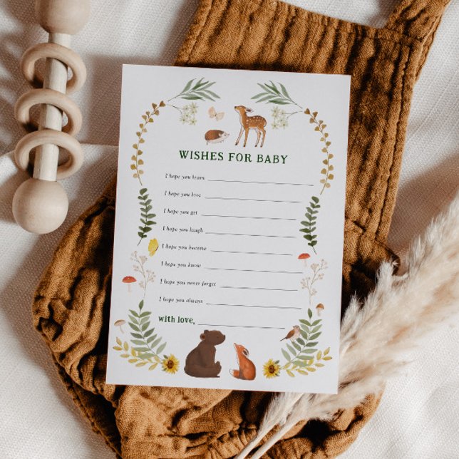 Tarjeta De Consejos Whimsical Woodland Baby Shower Wishes for Baby (Subido por el creador)