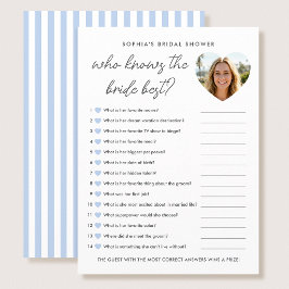 Tarjeta De Consejos Who Knows The Bride Best Game Card Photo Blue