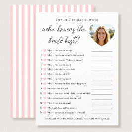 Tarjeta De Consejos Who Knows The Bride Best Game Card Photo Pink
