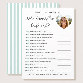 Tarjeta De Consejos Who Knows The Bride Best Game Card Photo Teal