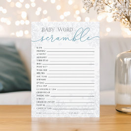 Tarjeta De Consejos Winter Baby Shower Word Scramble Game Card