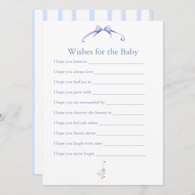 Tarjeta De Consejos wishes for the baby blue (Anverso / Reverso)