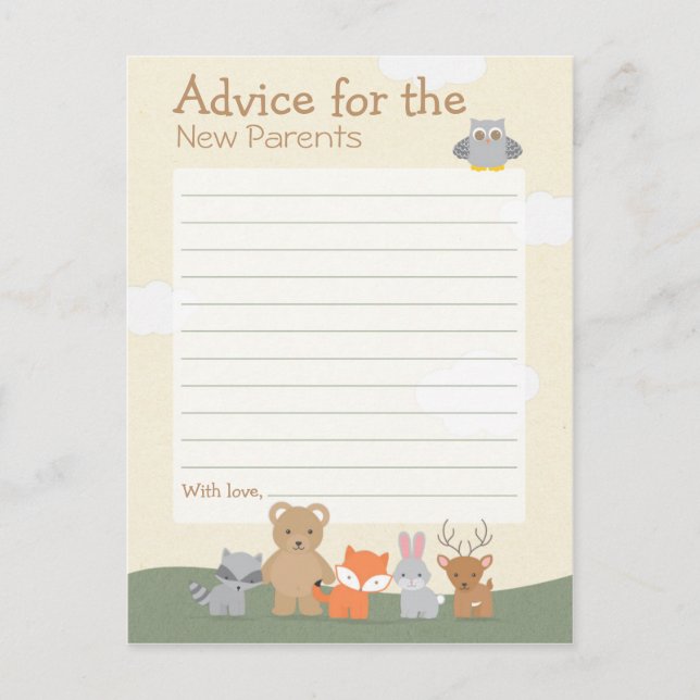 Tarjeta De Consejos Woodland "Advice" (Anverso)