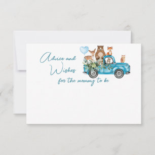 Tarjeta De Consejos Woodland Animals Blue Truck Baby Shower
