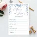 Tarjeta de consejos y deseos azules del ornato ren<br><div class="desc">Personalice con la novia el nombre y la fecha de la ducha. Para una mayor personalización,  haga clic en el enlace "personalizar adicional". Si necesitas ayuda,  ponte en contacto conmigo,  por favor.</div>