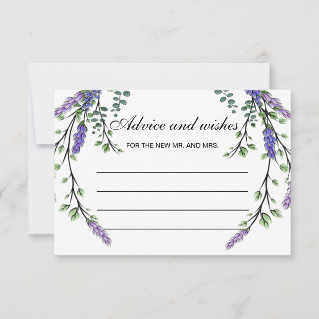 Tarjeta de consejos y deseos boho de lavanda eucal (Anverso)