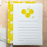 Tarjeta de consejos y deseos de Baby Shower Bumble<br><div class="desc">Dulce como pueden ser las notas de los seres queridos a los nuevos padres y bebés que apreciarán en los años venideros. Estas preciosas tarjetas de consejo añaden un recuerdo especial para que la familia lea a medida que pasan los años.</div>