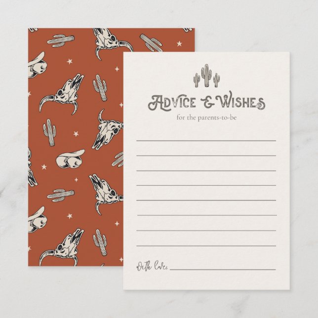 Tarjeta de Consejos y Deseos de Baby Shower en el  (Anverso / Reverso)