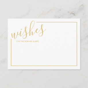 Tarjeta de Consejos y Deseos de Boda con Letra Dor