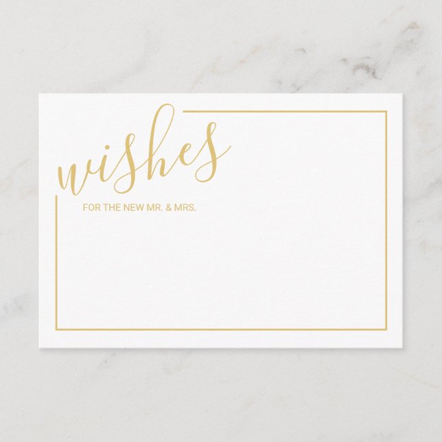 Tarjeta de Consejos y Deseos de Boda con Letra Dor (Anverso)