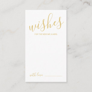 Tarjeta de Consejos y Deseos de Boda con Letra Dor