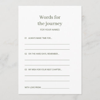 Tarjeta de consejos y deseos de boda de Olive Jour