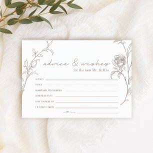 Tarjeta de consejos y deseos de boda elegante vint