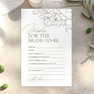 Tarjeta de consejos y deseos de boda floral verde 