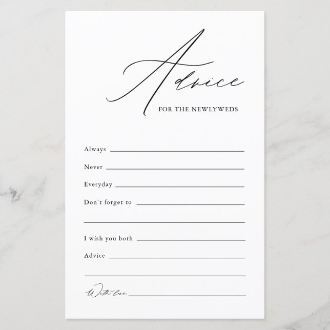 Tarjeta De Consejos Y Deseos De bodas Para Pareja  (Anverso)